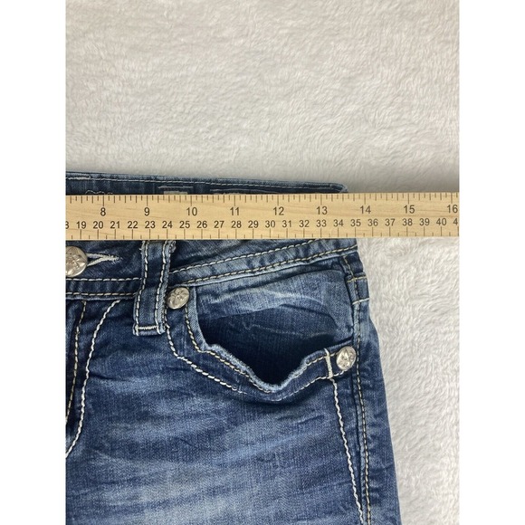 Miss Me Jeans Women's Bootcut Blue Raw Hem Size 27 (Modified‎ Length) - Picture 4 of 15